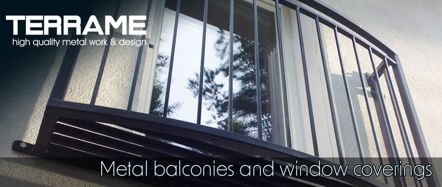 Metal balconies and window coverings