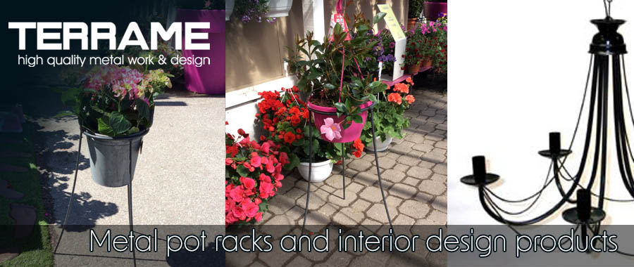 Metal pot racks and decorative products
