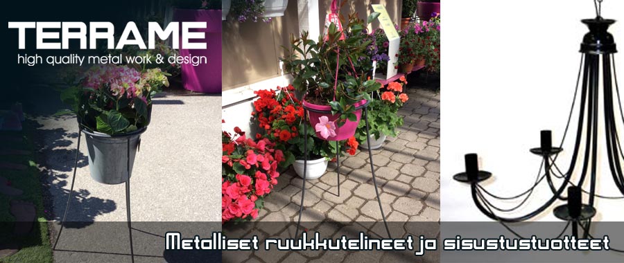 Metalliset ruukkutelineet ja sisustuselementit